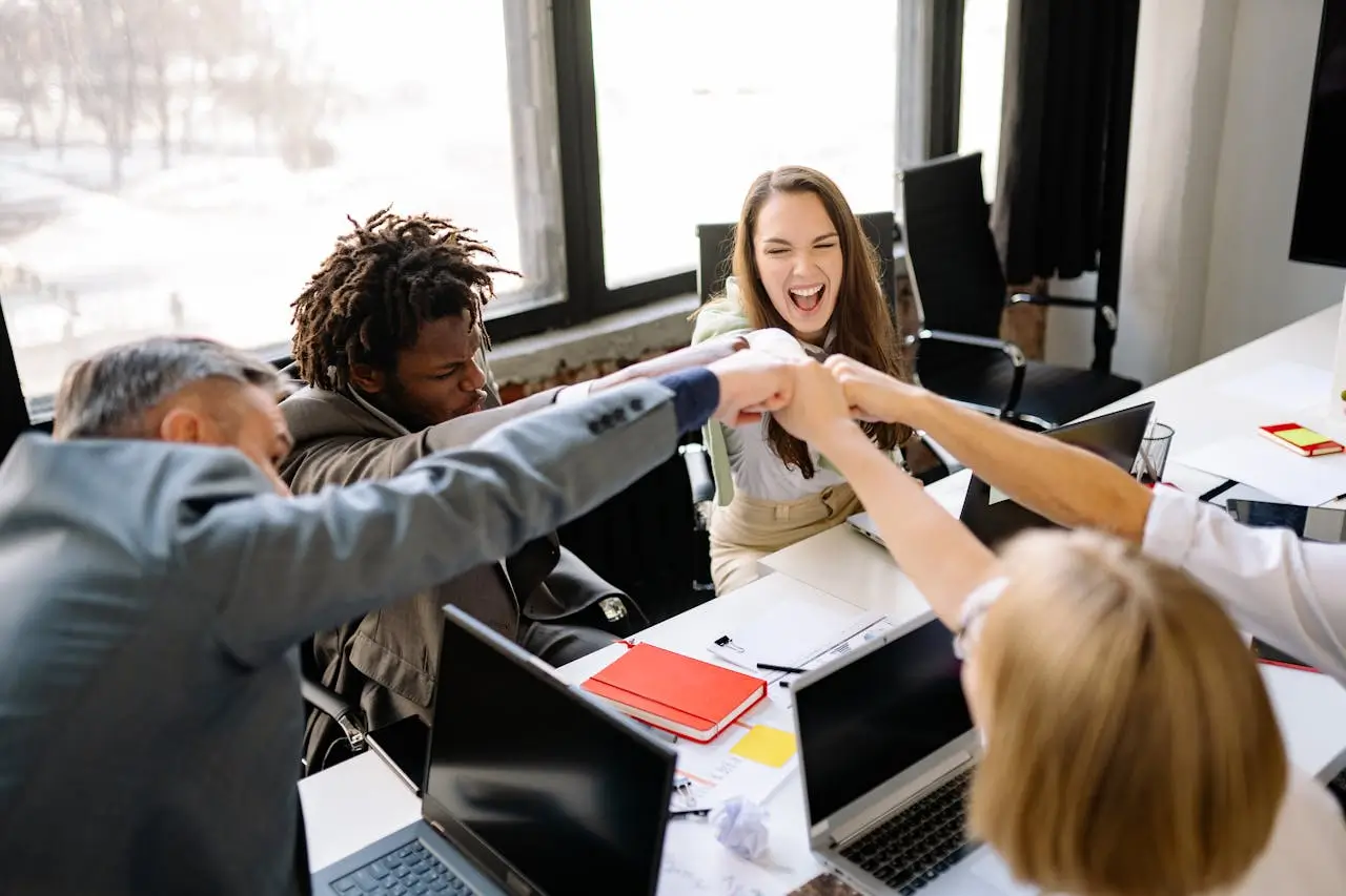 Image representation of company members happy to work Image representation of company members happy to work